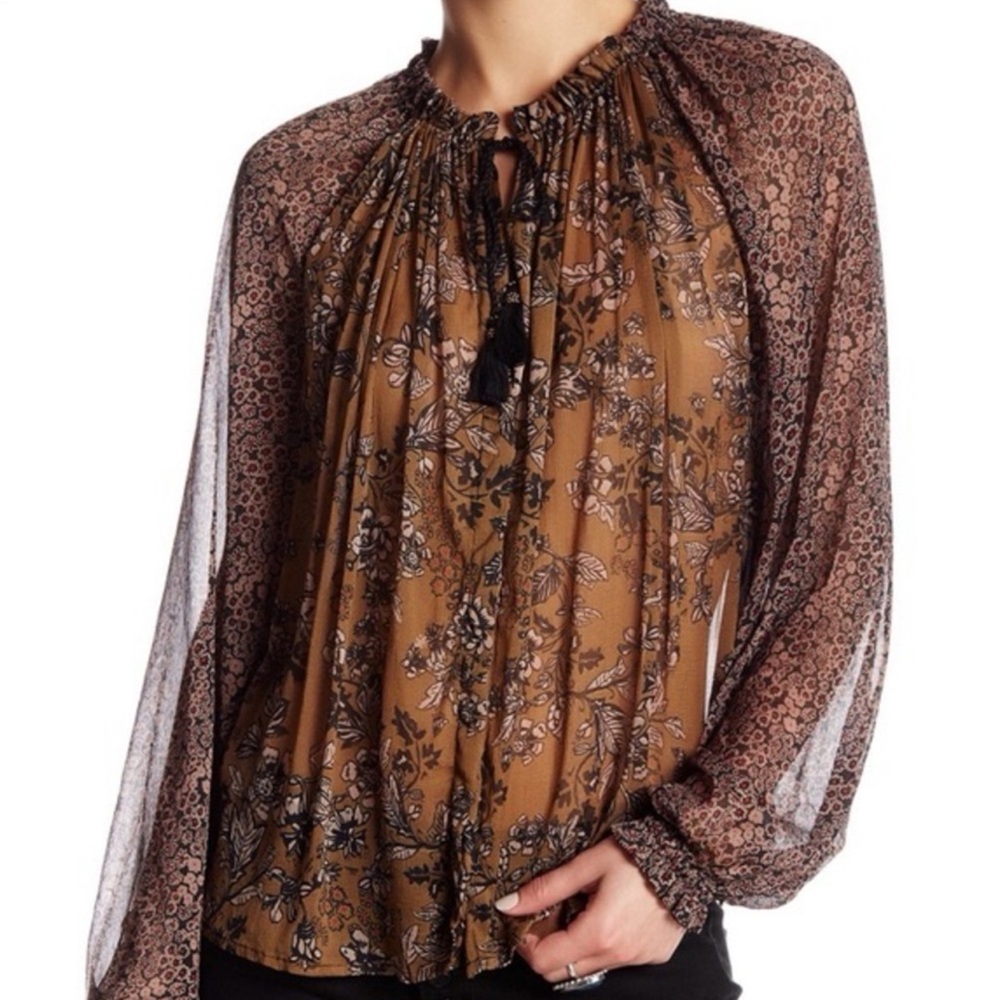 Free People Hendrix Sheer Floral Blouse
